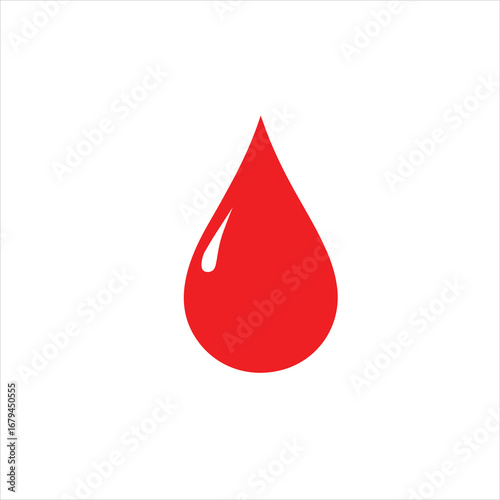 Red blood drop isolated on white background for medical and healthcare concept