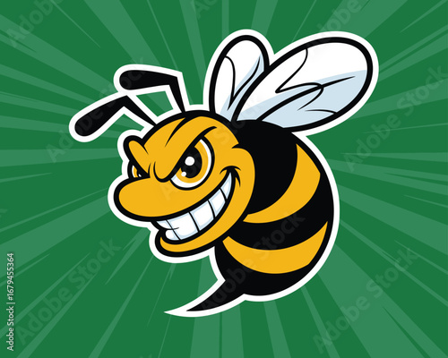 Aggressive Cartoon Bee A Vector Illustration