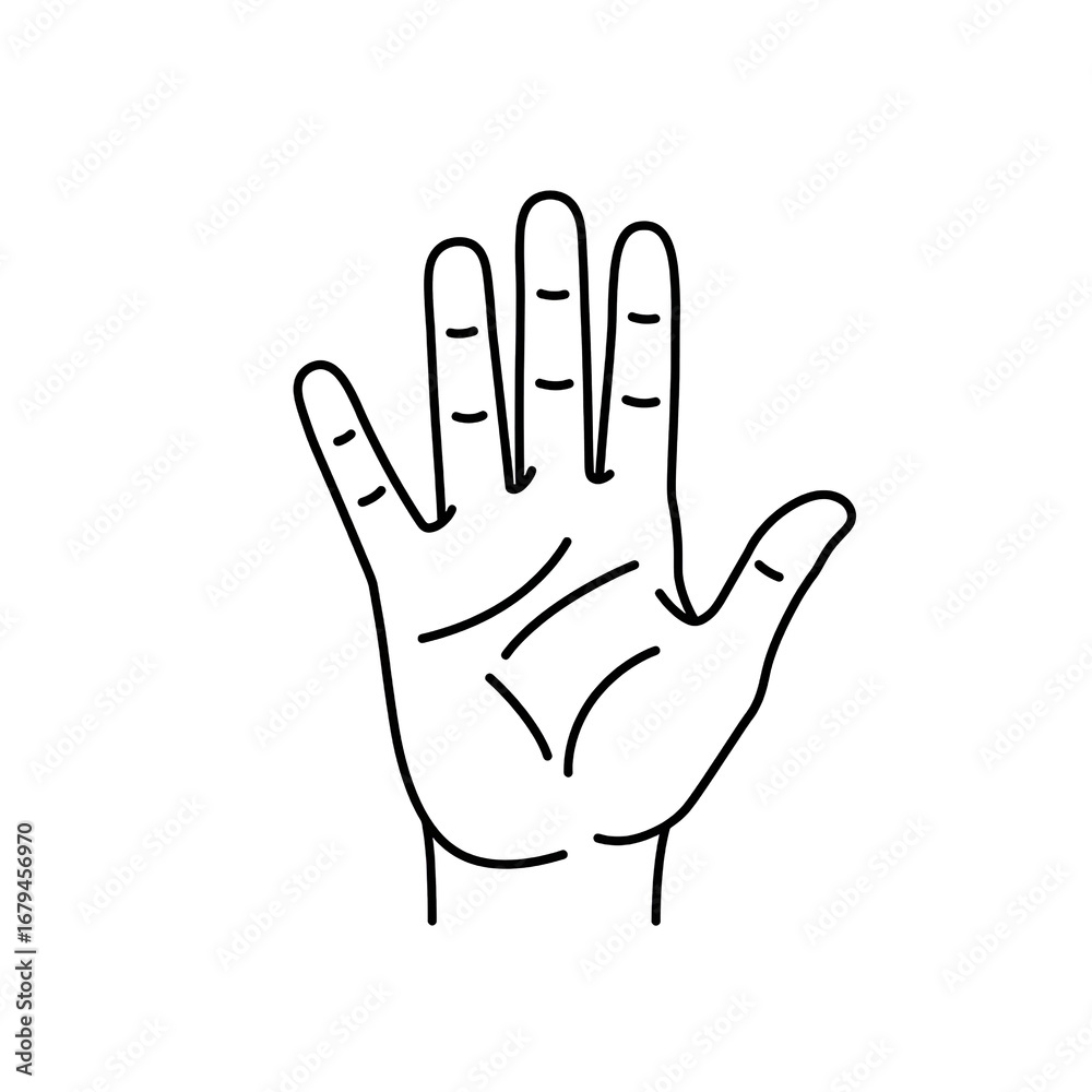Detailed Hand Outline – Palmistry Lines Vector Illustration for Design Detailed Hand Outline – Palmistry Lines Vector Illustration for Design