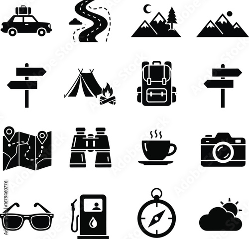 Collection of firefighter and firefighting equipment icons