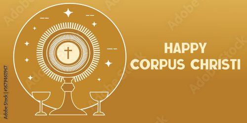 Happy Corpus Christi Religious Celebration Vector Illustration
