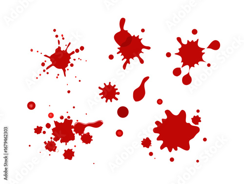 collection various blood or paint splatters,Halloween concept vector icon