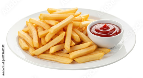 Obraz na plátne Isolated Plate with fries and ketchup