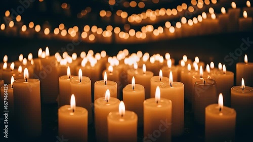 Warm Candlelight Glowing in Darkness Creates a Serene Ambiance Symbolizing Hope Faith and Reflection