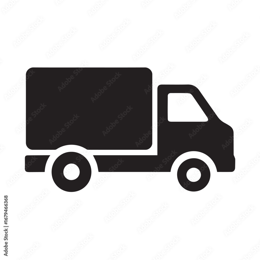 Truck silhouette black and white vector icon