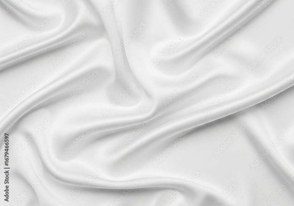 Obraz premium Elegant White Satin Fabric with Delicate Waves and Soft Folds, Showing Luxurious Texture 
