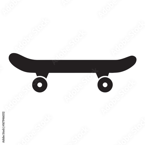 Skateboard silhouette black and white vector icon