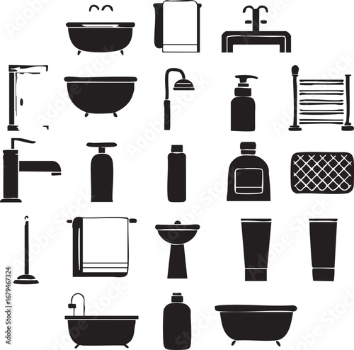 Abstract geometric shapes with vibrant color splashes and a bold black silhouette overlay