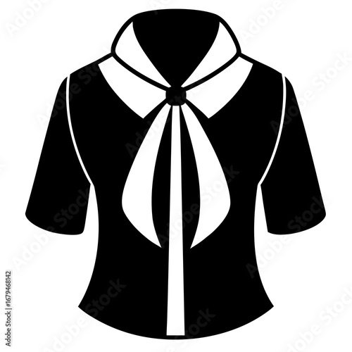 black and white blouse with bow clip art preview
