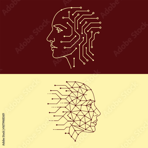 Tech Heads circuits & geo shapes form profiles