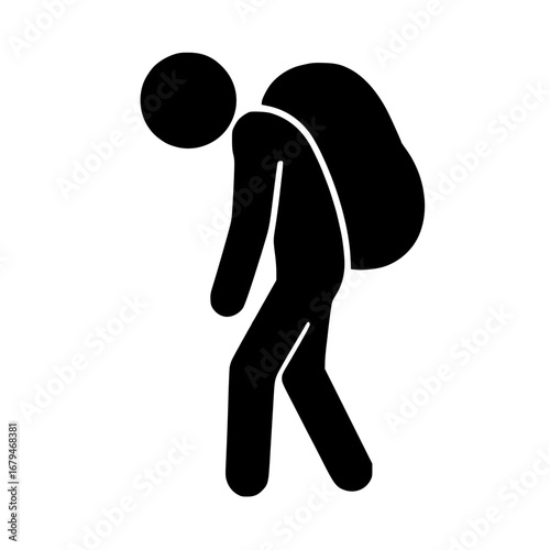 Stickman Carrying Heavy Burden SVG Clip Art