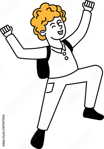 Schoolboy doodle character vector illustration