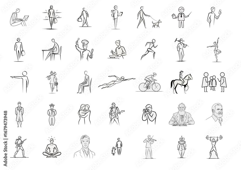 Fototapeta premium Collection of adorable children illustrations engaging in various activities