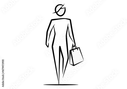 Businesswoman walking confidently with suitcase on white background with copy space