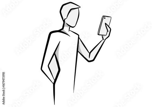 Photographer capturing moments passionately with camera on white background with copy space
