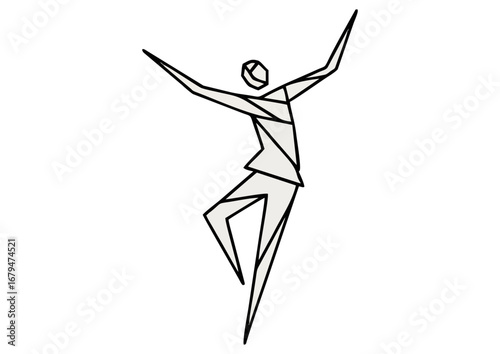 Dancer expressing joyfully through movement on white background with copy space