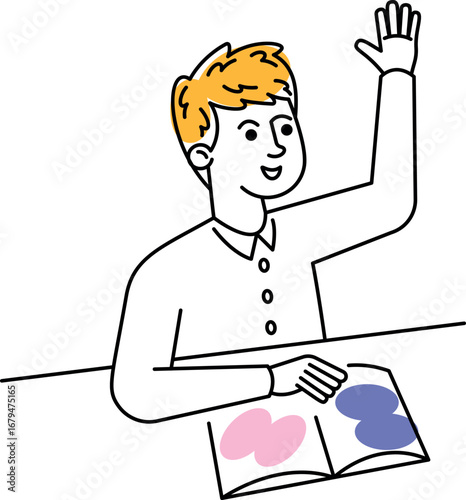 School boy doodle character vector illustration