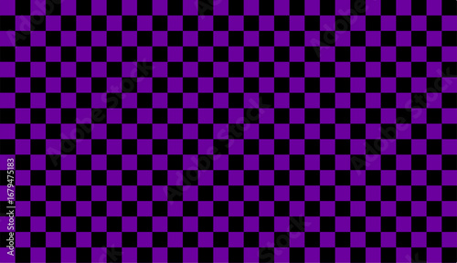 Chess board with very small squares background. Black purple checkered colors. Repeating texture, illustration, repeating checkered background