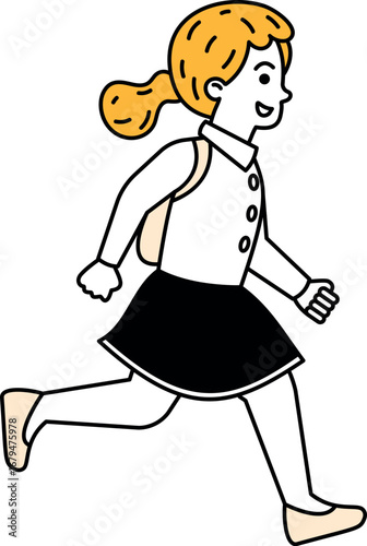 Primary schoolgirl rushing on lesson