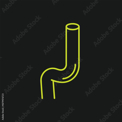 Abstract illustration of a bent pipe against a black background, symbolizing fluid dynamics and industrial design concepts