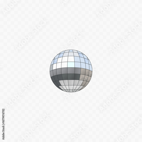 Disco ball isolated on white. Shiny night club sparkle ball 3d icon. 