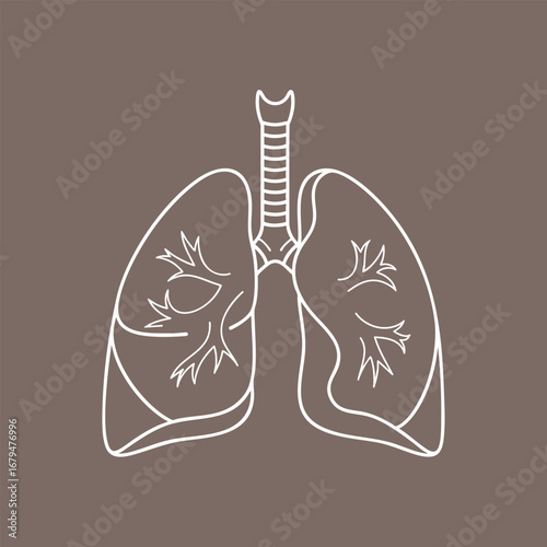 Minimalist illustration of human lungs on a muted background, symbolizing respiratory health and wellness awareness