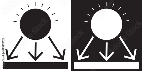 Digital voltage meter line and inverse icon. Minimalist illustration of a digital voltage meter device, showing both light and dark theme line art for technical or educational use.

