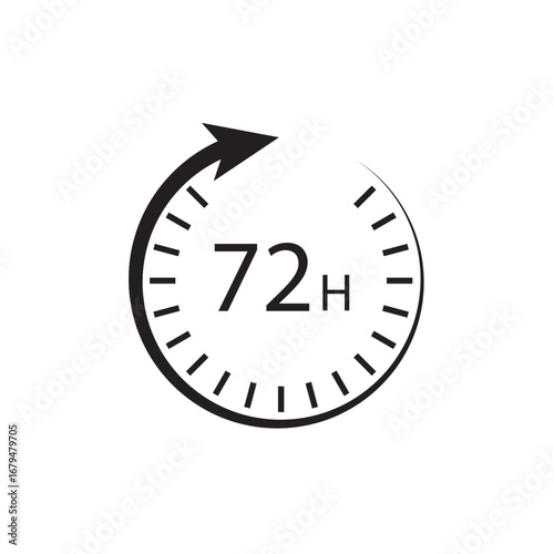 72 Hours clock icon Pixel perfect vector graphics. Symbol, logo illustration.