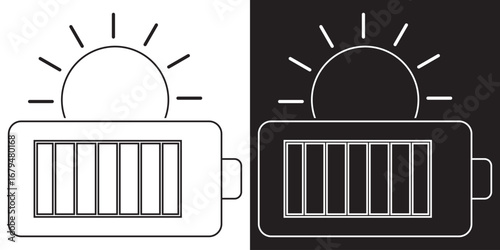 Digital voltage meter line and inverse icon. Minimalist illustration of a digital voltage meter device, showing both light and dark theme line art for technical or educational use.

