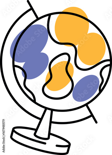 Colored globe for geography lesson