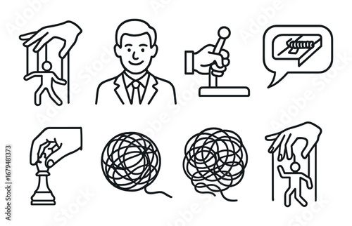 Conceptual icons: leadership, strategy, and problem-solving in business