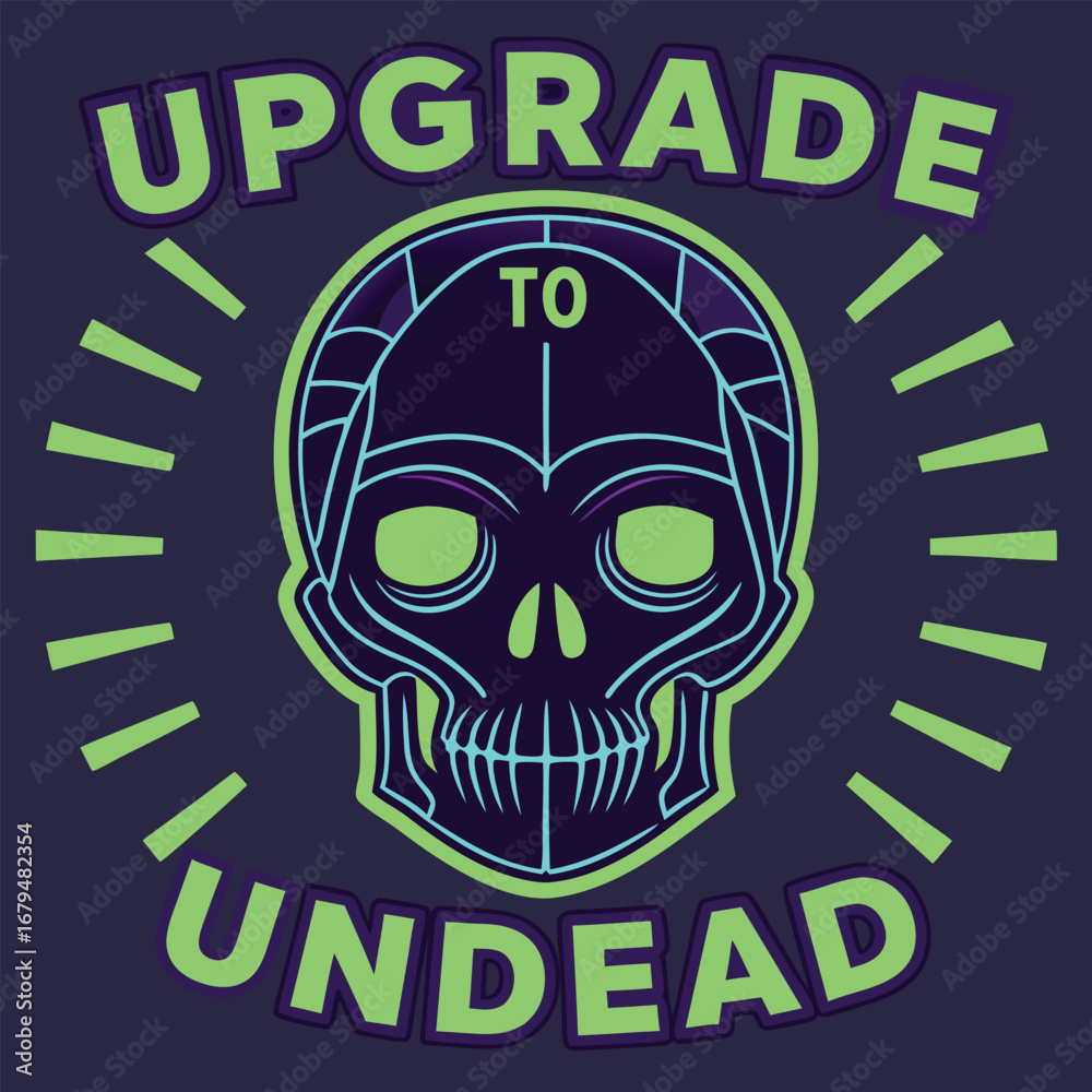 Fototapeta premium Cyberpunk zombie with robotic enhancements futuristic cyborg illustration