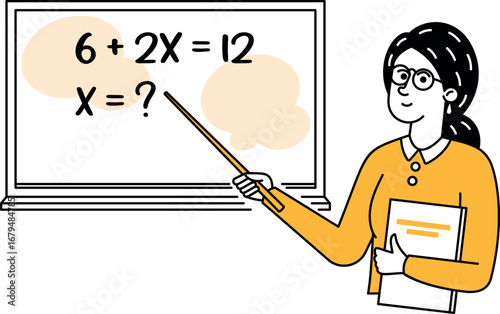 Math teacher teaching at blackboard