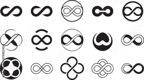 Infinity Symbol Collection Endless Loop Shapes Vector Graphic Resource Set Isolated