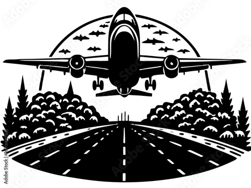 Airplane Takeoff Runway Illustration