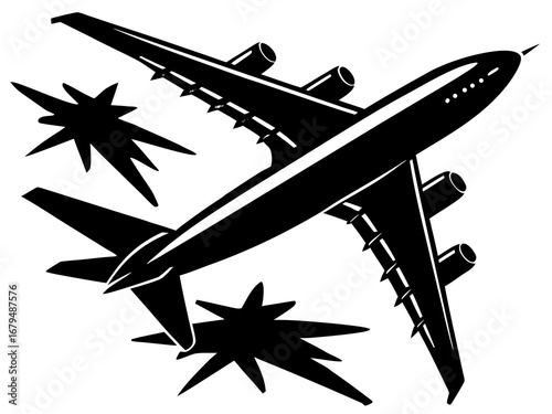 Dynamic Airplane Crash Illustration