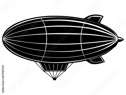 Vintage Airship Silhouette Illustration