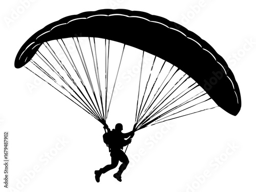 Black Silhouette Paragliding Art for Adventure Decor