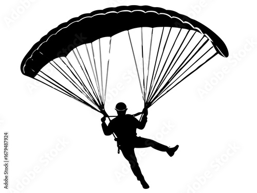 Black Silhouette Paragliding Art for Adventure Decor