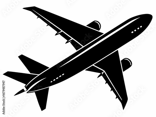 Black Silhouette Airplane Art for Travel Decor