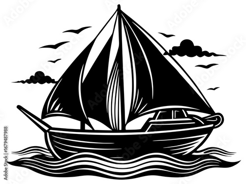 Vintage Sailing Ship Illustration