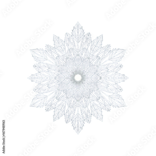 Intricate geometric snowflake pattern with delicate crystalline structure