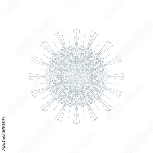Intricate crystalline snowflake design with delicate icy patterns