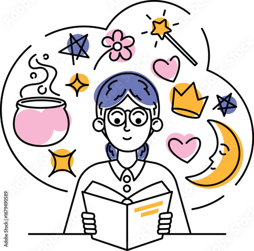 Smart girl student learning science