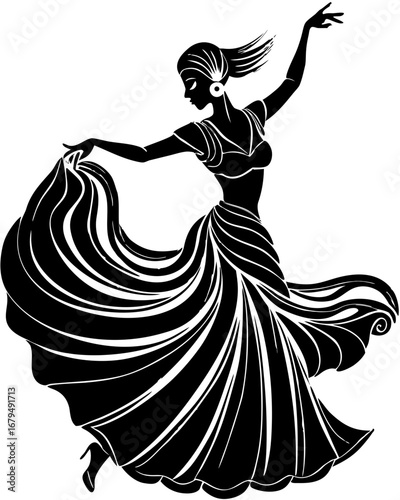 Graceful Belly Dancer Silhouette