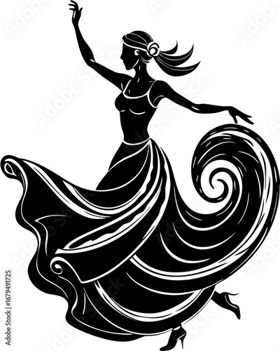 Graceful Belly Dancer Silhouette