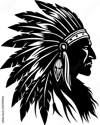 Native American Chief Silhouette