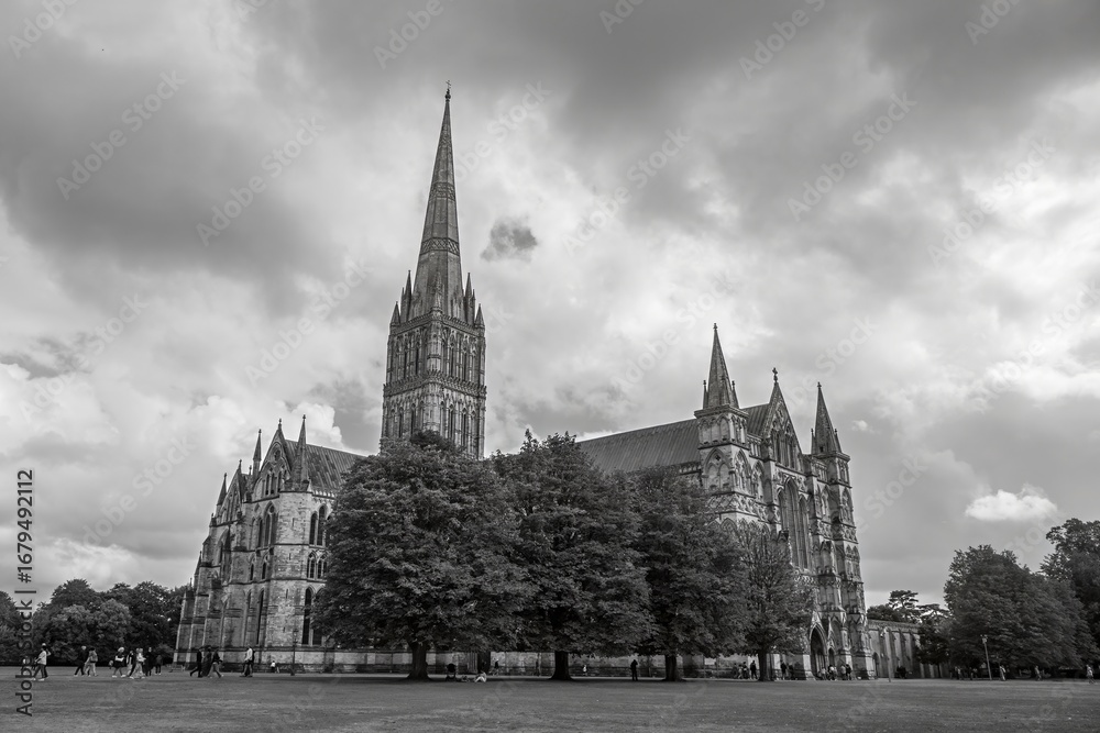 Fototapeta premium view of Salisbury cathedral Britain’s tallest spire Wiltshire England