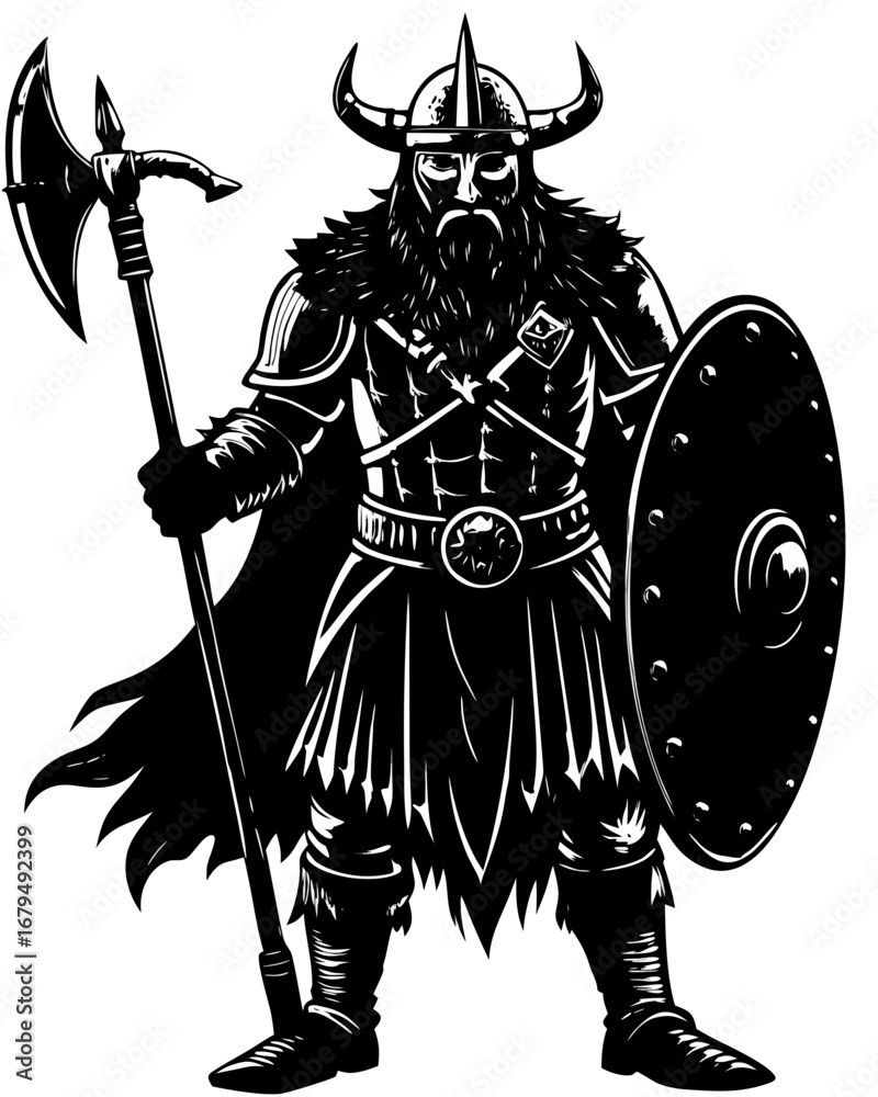 Fototapeta premium Fierce Viking Warrior Silhouette