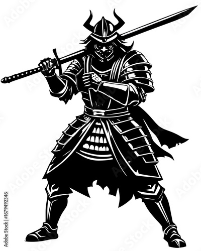 Fierce Samurai Warrior Art Illustration